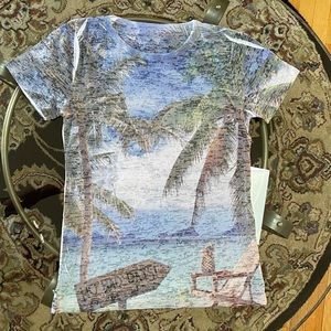 Blue 84 No Bad Days Tropical Print Burnout S/S Tee Medium EUC